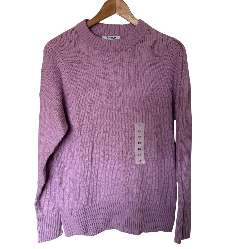 Old Navy SoSoft Sweater Women XS Purple NEW‎ Ribbed Crew Neck Drop Shoulder